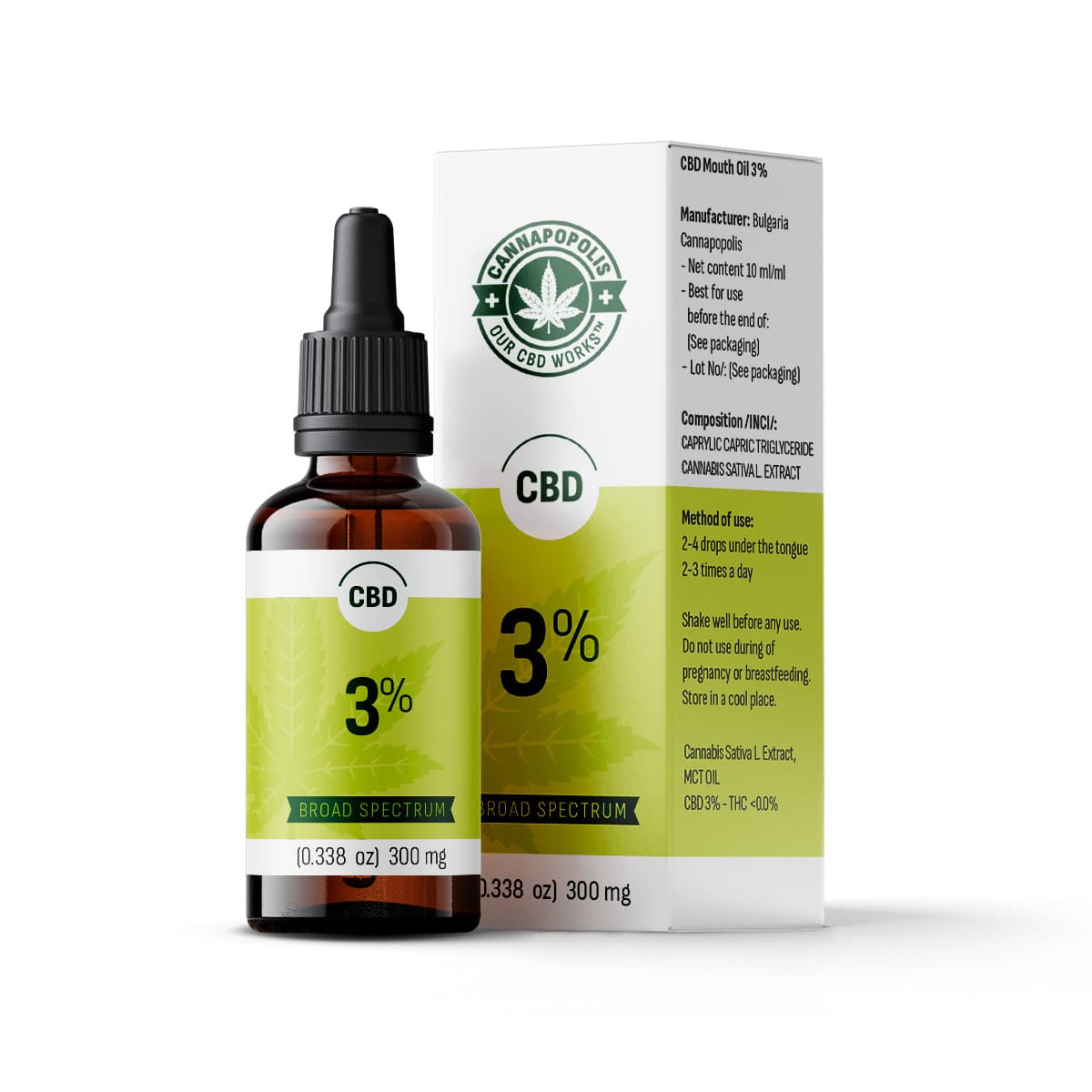 Cannapopolis CBD olaj 3%, 300 mg CBD 10 ml-ben
